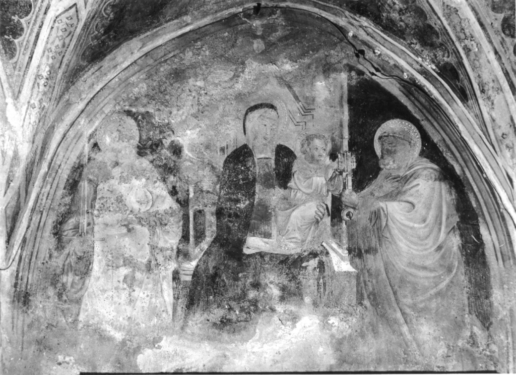 Madonna con Bambino tra santi (dipinto, complesso decorativo) - ambito umbro (sec. XV)