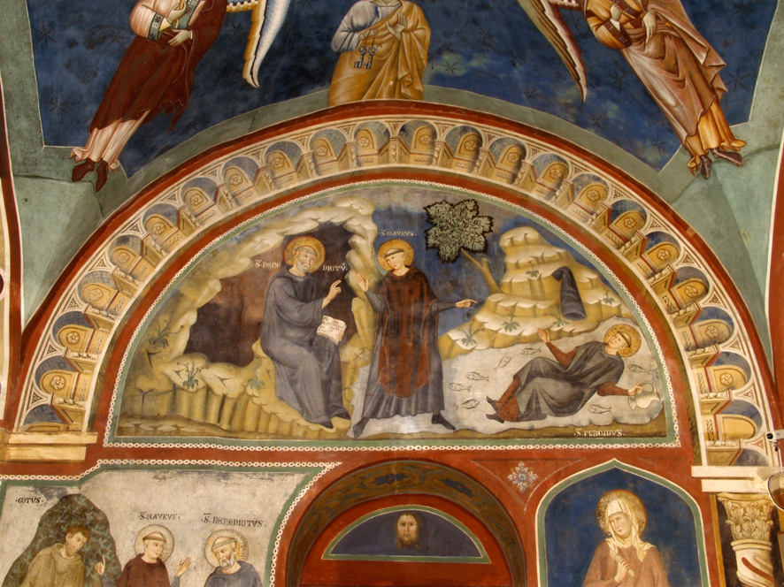San Benedetto salva San Placido (dipinto) di Consulus (maniera) (fine/ inizio secc. XIII/ XIV)