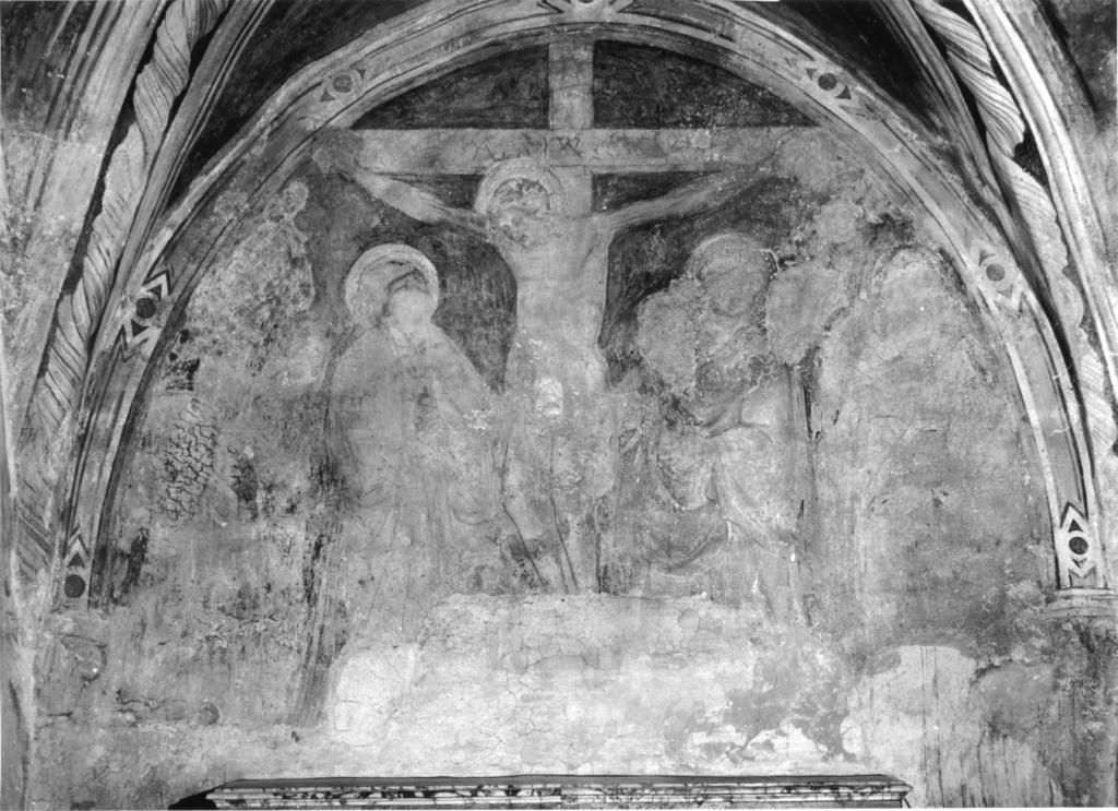 Cristo crocifisso tra santi (dipinto) - ambito umbro-marchigiano (prima metà sec. XV)