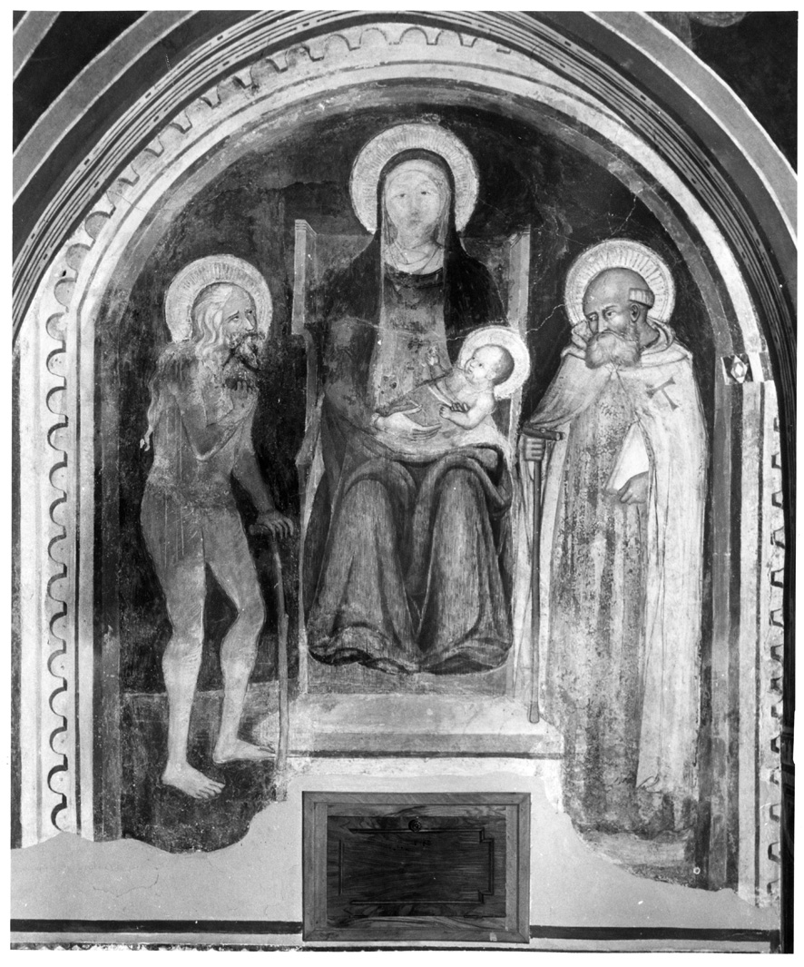 Madonna con Bambino in trono tra santi (dipinto) - ambito umbro-marchigiano (prima metà sec. XV)