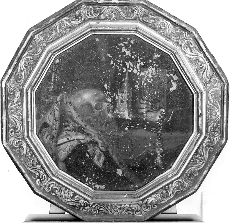 natura morta con teschio (dipinto) - ambito italiano (?) (sec. XVII)