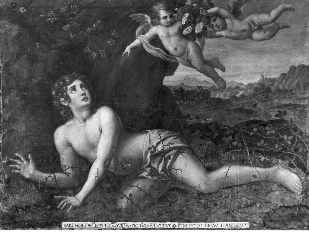 San Benedetto tra i rovi (dipinto) di Postiglioni Bartolomeo (sec. XVII)