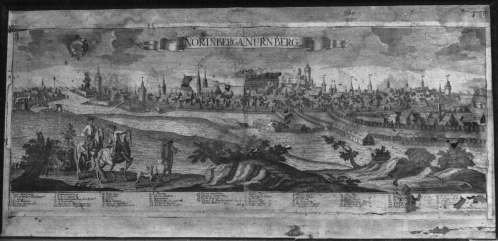 Norimberga. Nurberg, veduta di Norimberga (stampa) di Probst Johann Balthasar (metà sec. XVIII)