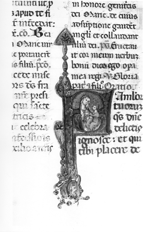 Vergine con Gesù Bambino e decori (miniatura, serie) - ambito laziale (sec. XIV)