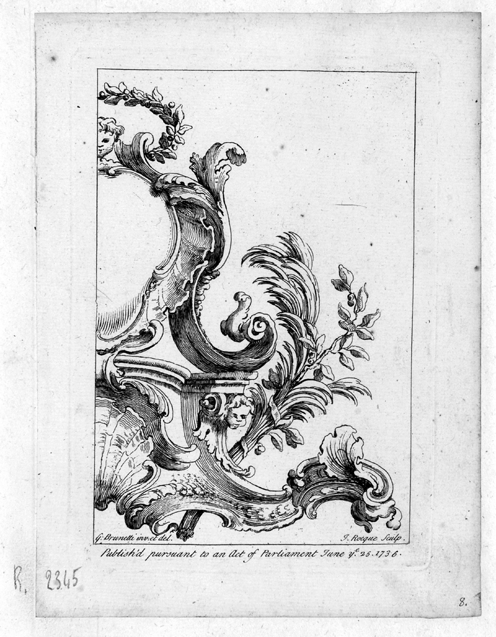 ornamento rocaille (stampa, serie) di Brunetti Gaetano, La Rocque Jean (sec. XVIII)