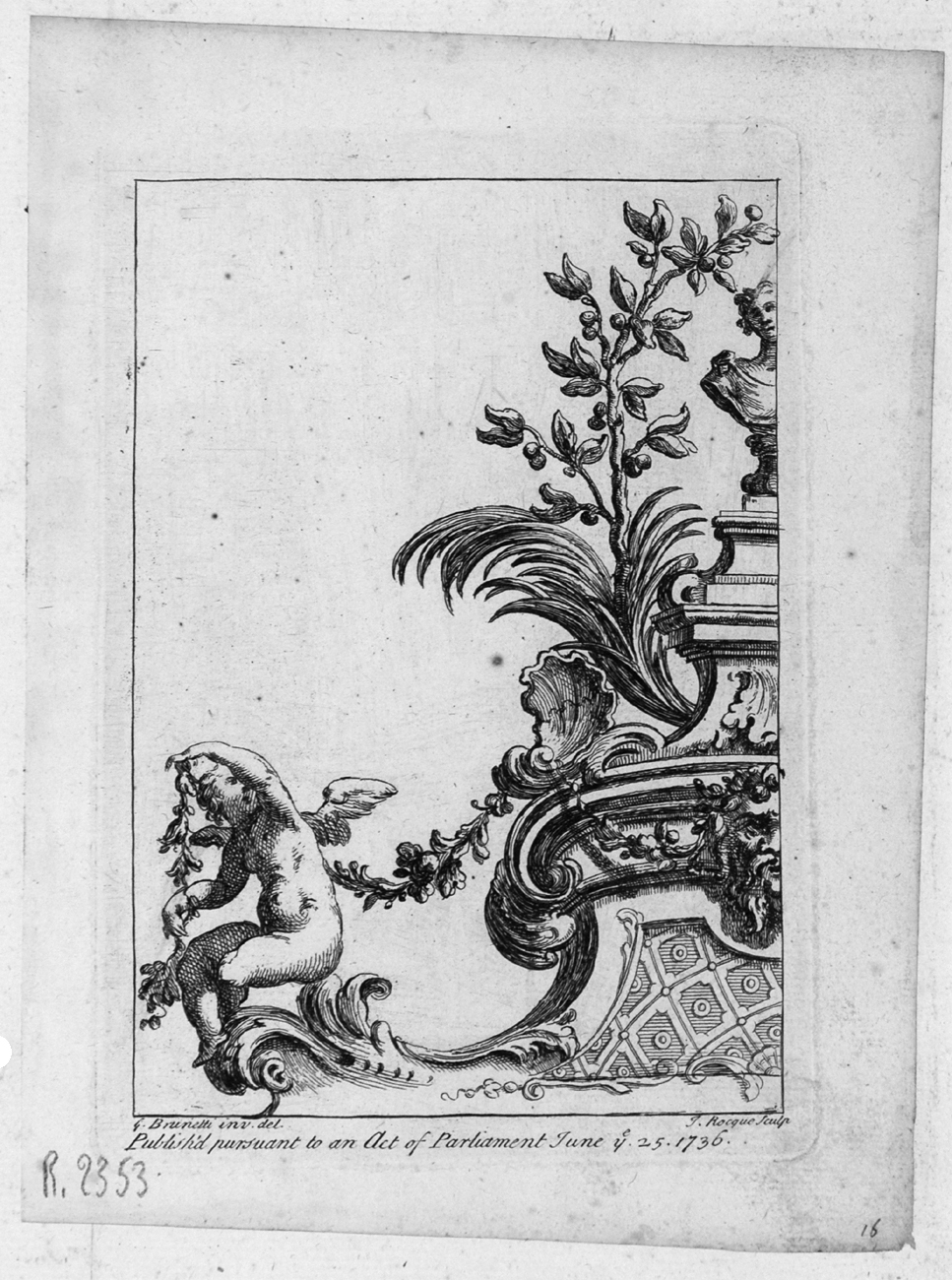 ornamento rocaille (stampa, serie) di Brunetti Gaetano, La Rocque Jean (sec. XVIII)