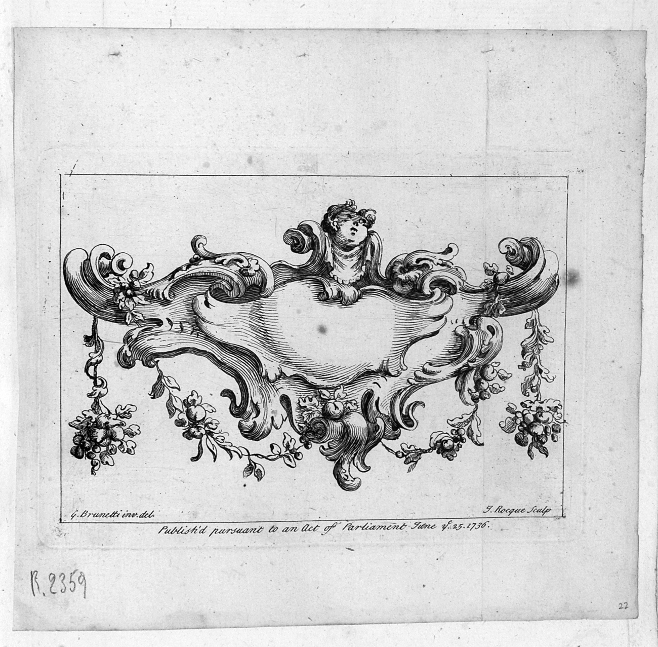 ornamento rocaille (stampa, serie) di Brunetti Gaetano, La Rocque Jean (sec. XVIII)