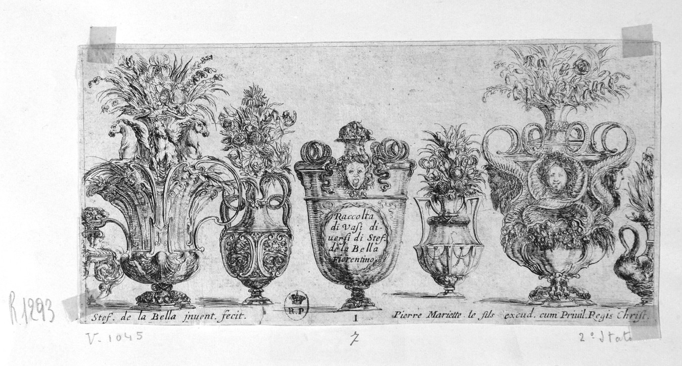 sette vasi (stampa smarginata, serie) di Della Bella Stefano (sec. XVII)