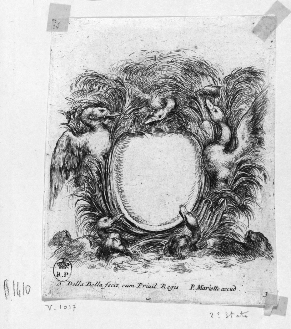 cartiglio (stampa smarginata, serie) di Della Bella Stefano (sec. XVII)
