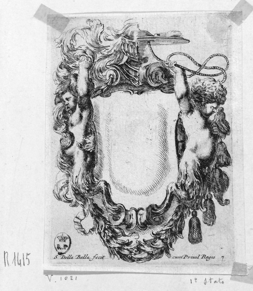 cartiglio (stampa smarginata, serie) di Della Bella Stefano (sec. XVII)