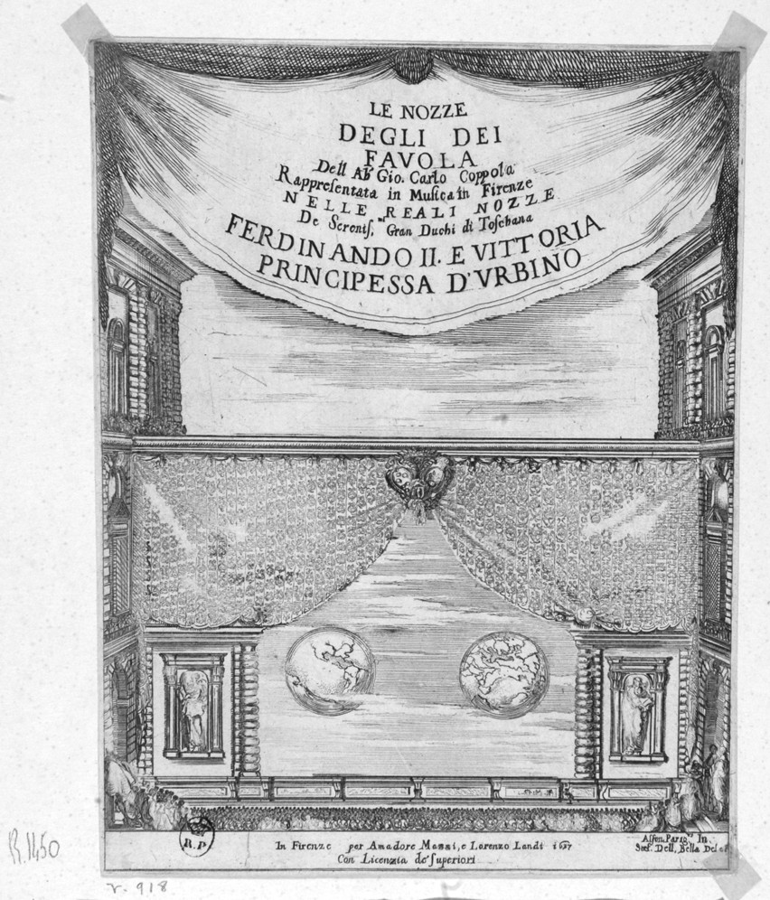 frontespizio e scene teatrali (stampa, serie) di Della Bella Stefano, Parigi Alfonso (sec. XVII)