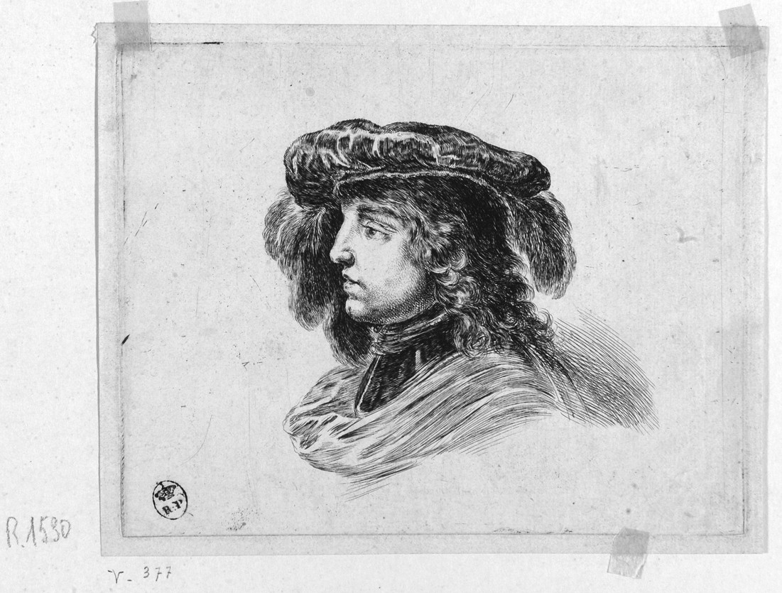testa di uomo in profilo (stampa tagliata, serie) di Della Bella Stefano (sec. XVII)
