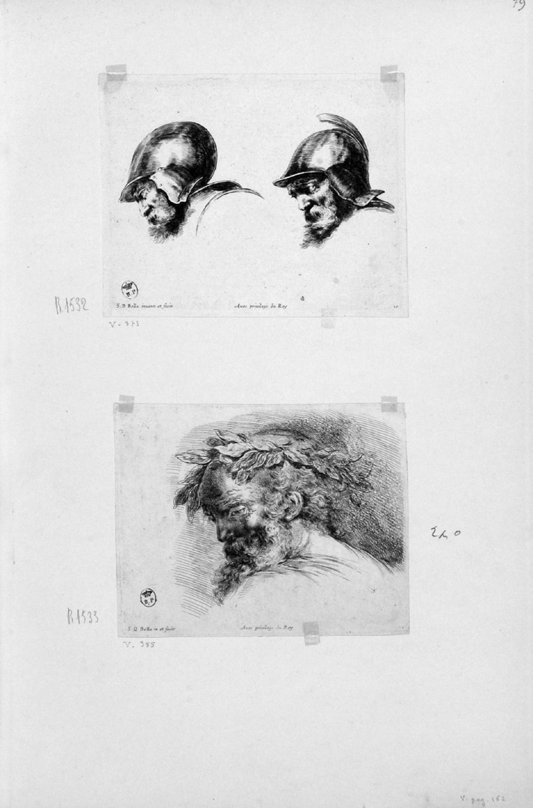 teste e parti anatomiche (stampa, serie) di Della Bella Stefano (sec. XVII)