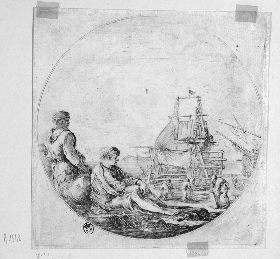 marinai in riposo (stampa) di Della Bella Stefano (sec. XVII)