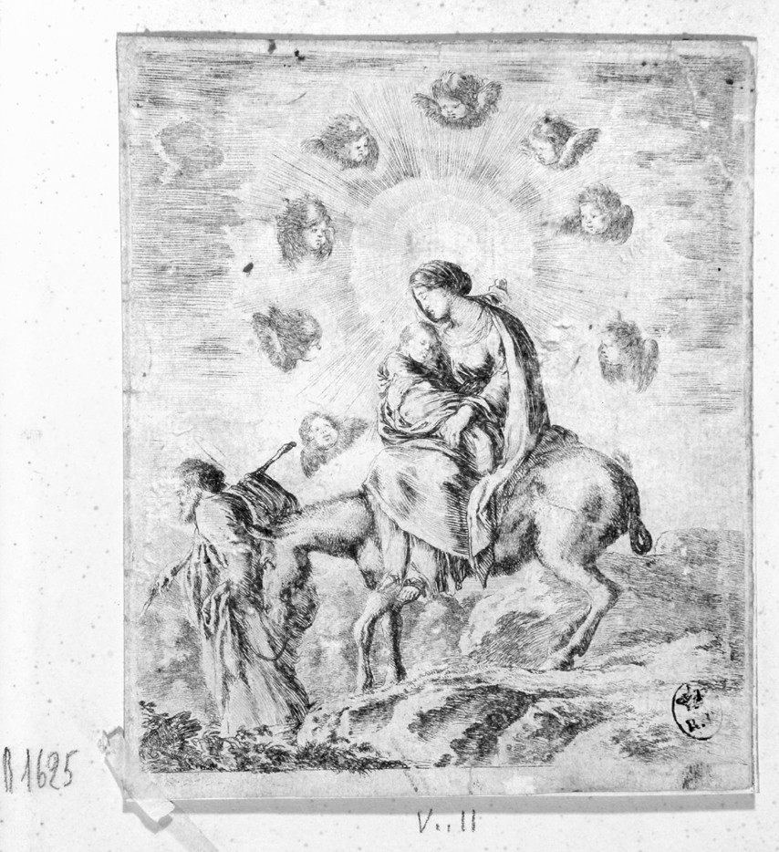 fuga in Egitto (stampa smarginata) di Della Bella Stefano (sec. XVII)