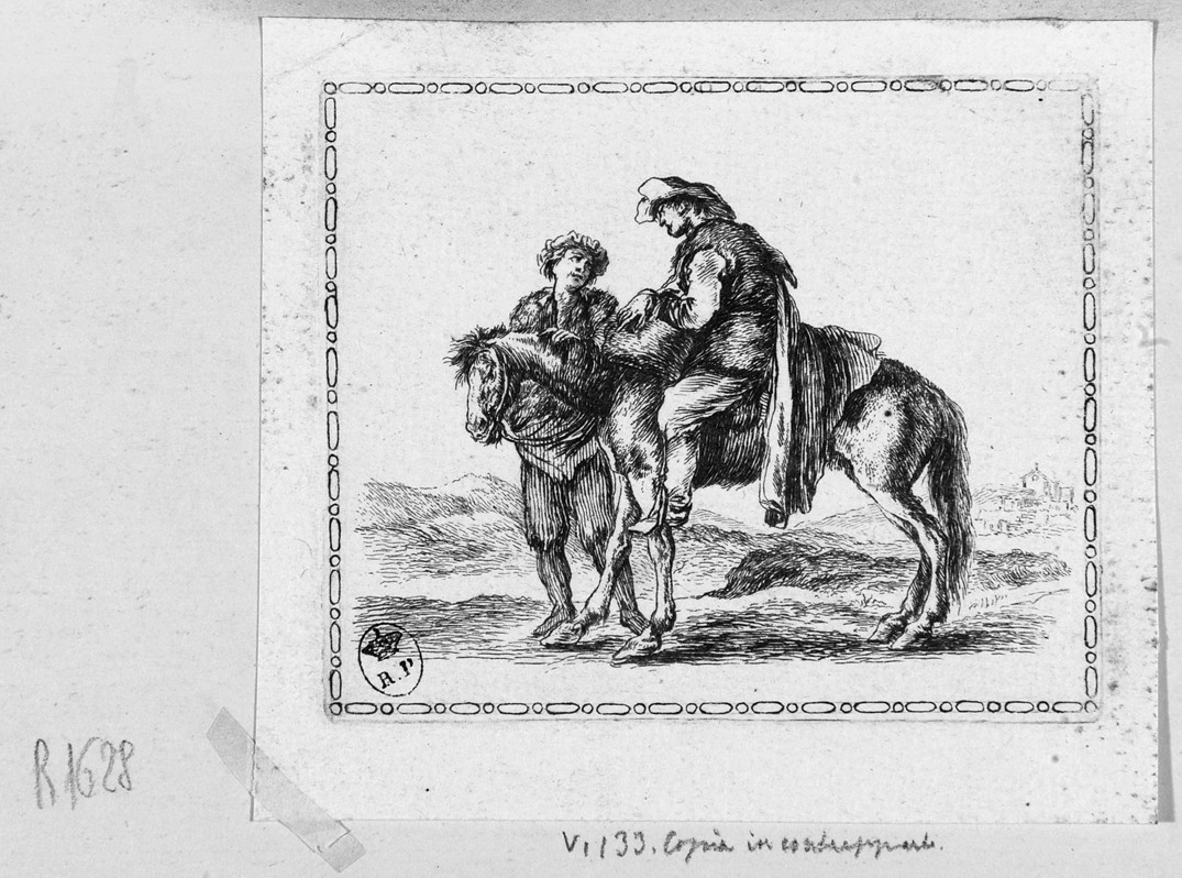 cavaliere e viandante (stampa) di Della Bella Stefano - ambito Italia centrale (seconda metà sec. XVII)