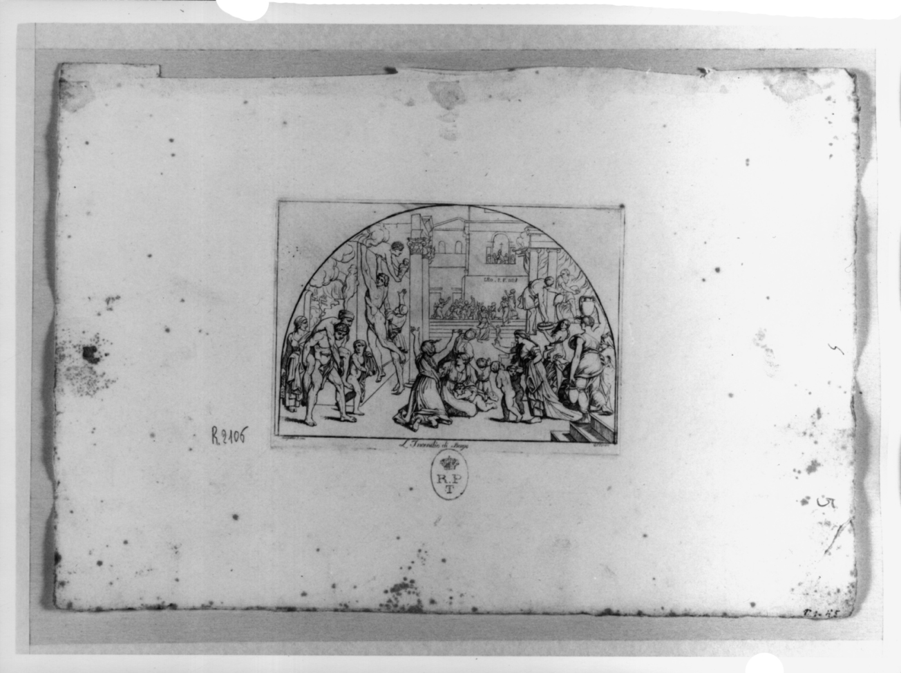 L'Incendio di Borgo, incendio di Borgo (stampa, serie) di Ferrero Giovanni Francesco, Sanzio Raffaello (sec. XIX)