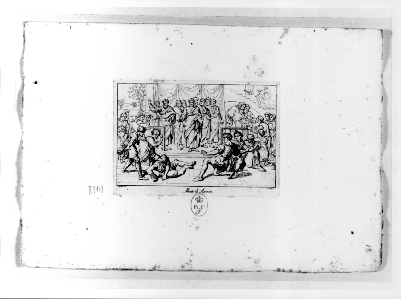 morte di Anania (stampa, serie) di Ferrero Giovanni Francesco, Sanzio Raffaello (sec. XIX)