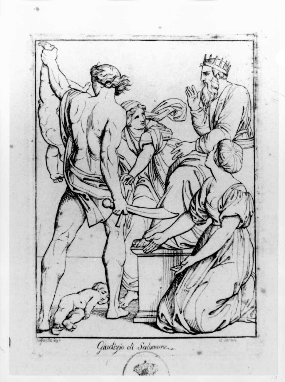 Giudizio di Salomone (stampa, serie) di Ferrero Giovanni Francesco, Sanzio Raffaello (sec. XIX)