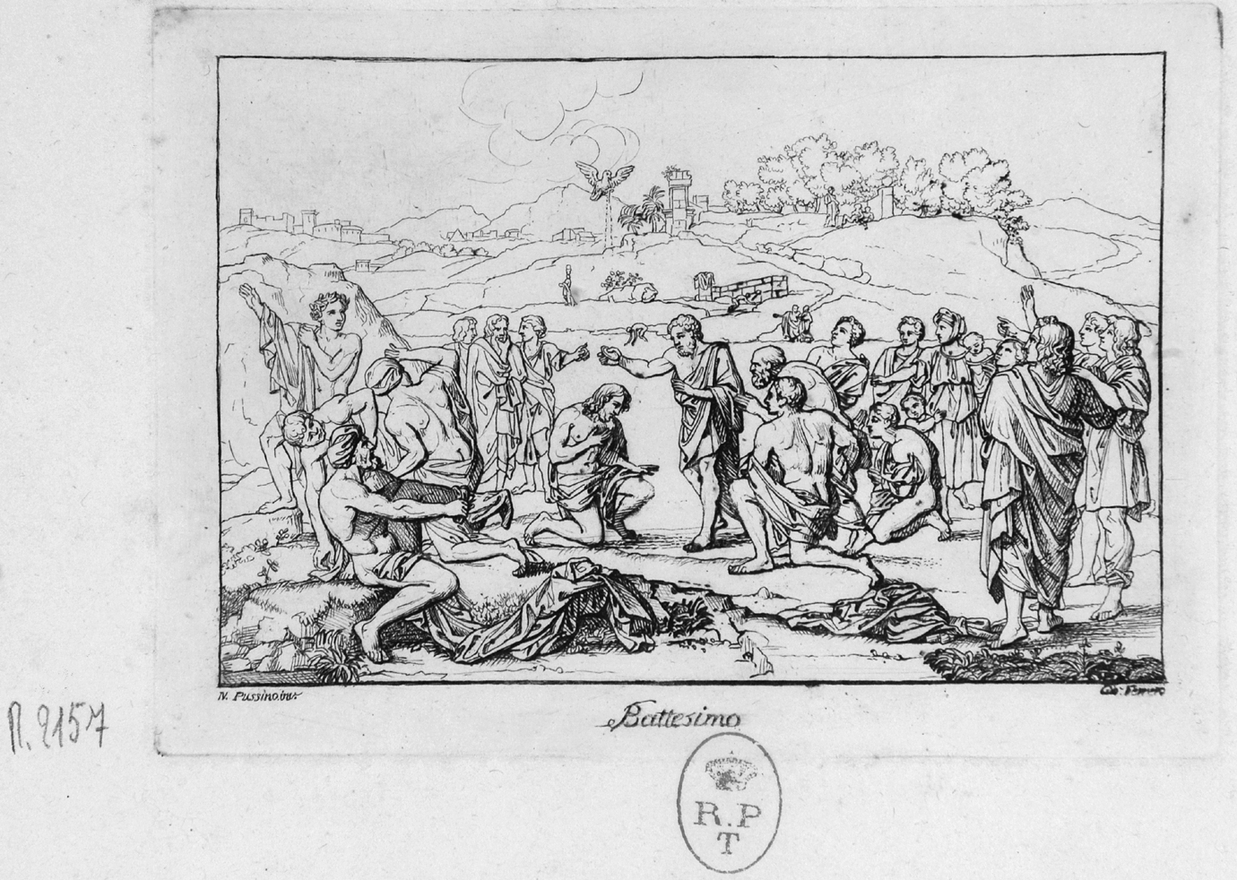 Battesimo, battesimo di Cristo (stampa, serie) di Ferrero Giovanni Francesco, Poussin Nicolas (sec. XIX)