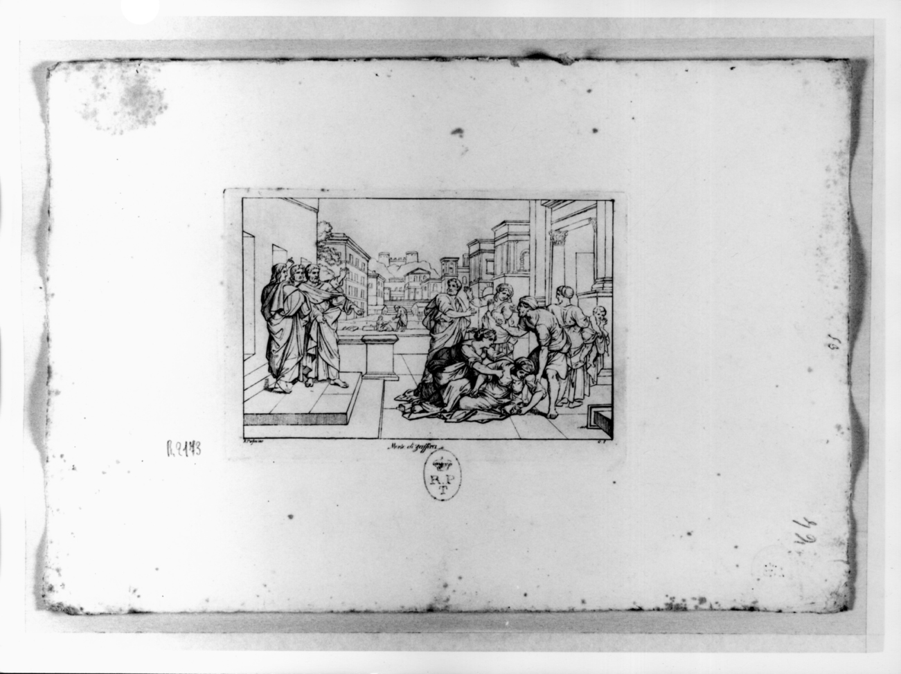 Morte di Zaffira, morte di Saffira (stampa, serie) di Ferrero Giovanni Francesco, Poussin Nicolas (sec. XIX)