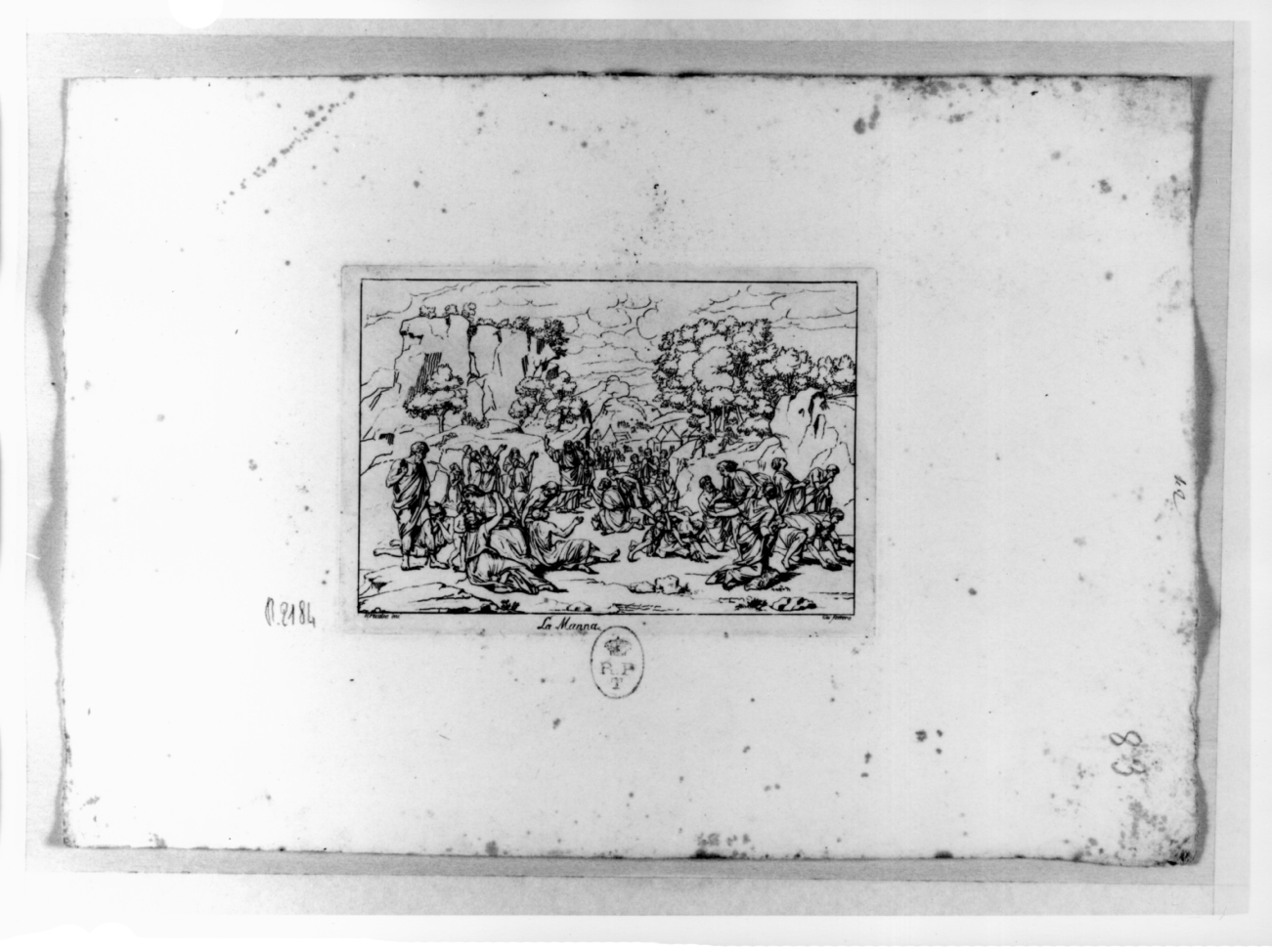 La manna, Mosè e la raccolta della manna (stampa, serie) di Ferrero Giovanni Francesco, Poussin Nicolas (sec. XIX)
