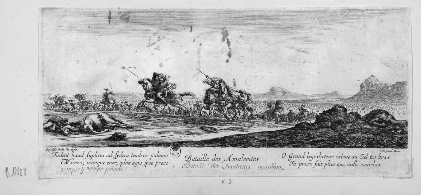 battaglia degli Amaleciti (stampa smarginata) di Della Bella Stefano (sec. XVII)