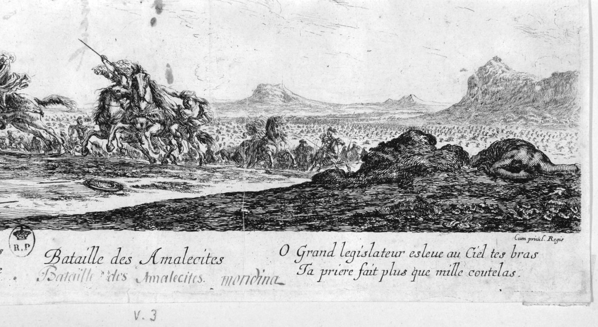battaglia degli Amaleciti (stampa smarginata) di Della Bella Stefano (sec. XVII)
