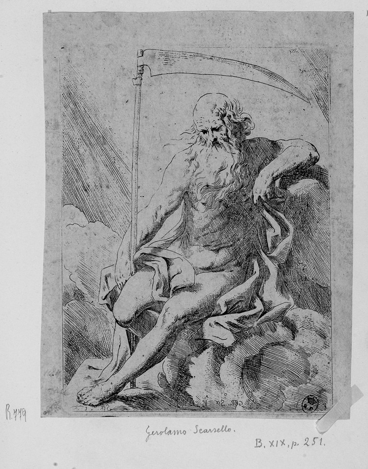 Saturno (stampa smarginata) di Sirani Giovanni Andrea, Scarsella Gerolamo (sec. XVII)