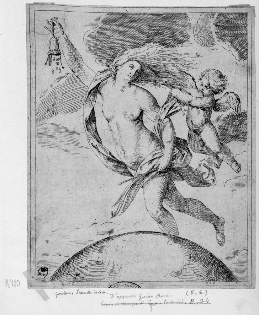 personificazione della Fortuna (stampa smarginata) di Reni Guido, Scarsella Gerolamo (sec. XVII)