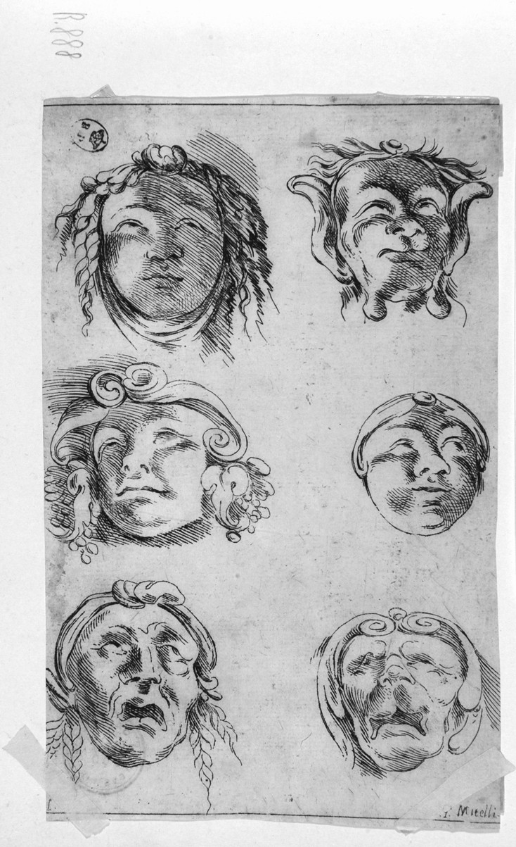mascheroni (stampa smarginata/ tagliata, serie) di Mitelli Giuseppe Maria, Mitelli Agostino (sec. XVII)