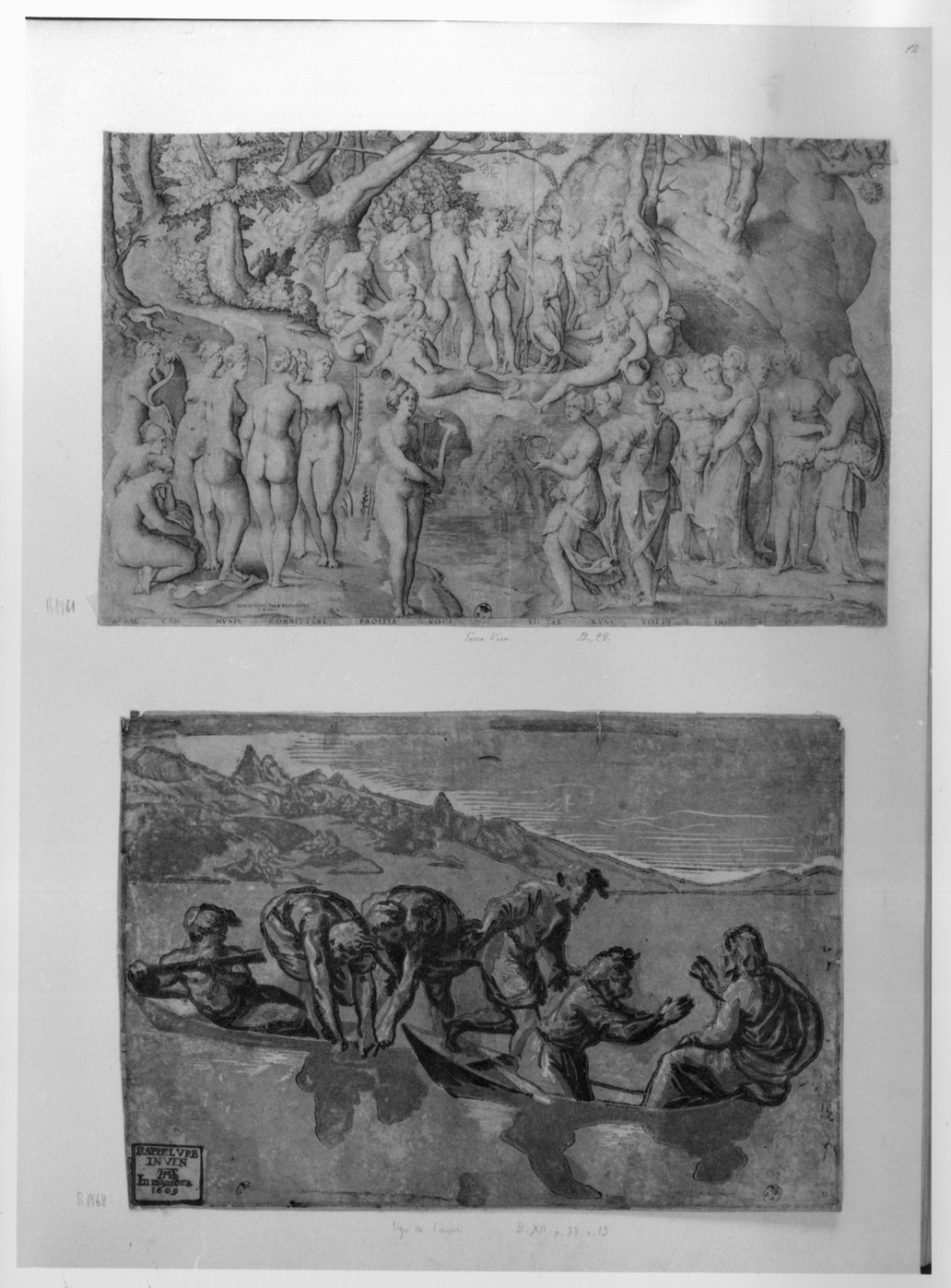 gara musicale tra Muse e Pieridi (stampa smarginata) di Caraglio Gian Giacomo, Vico Enea (sec. XVI)