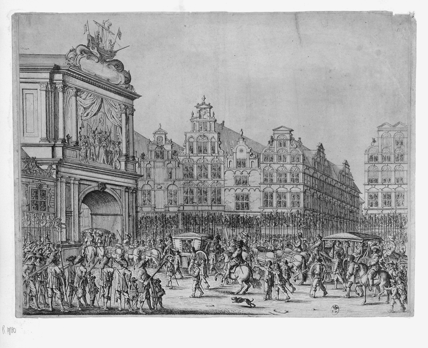 corteo di Maria de' Medici ad Amsterdam (stampa smarginata, serie) di Savery Salomon, Martszen Jan o Martsen il Giovane (de Jonge) (sec. XVII)