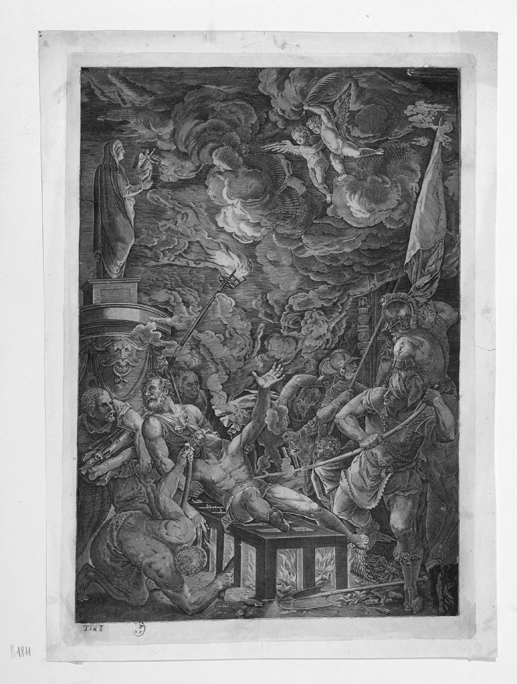 martirio di San Lorenzo (stampa) di De Ribera Jusepe detto Spagnoletto, Cort Cornelis (sec. XVI)