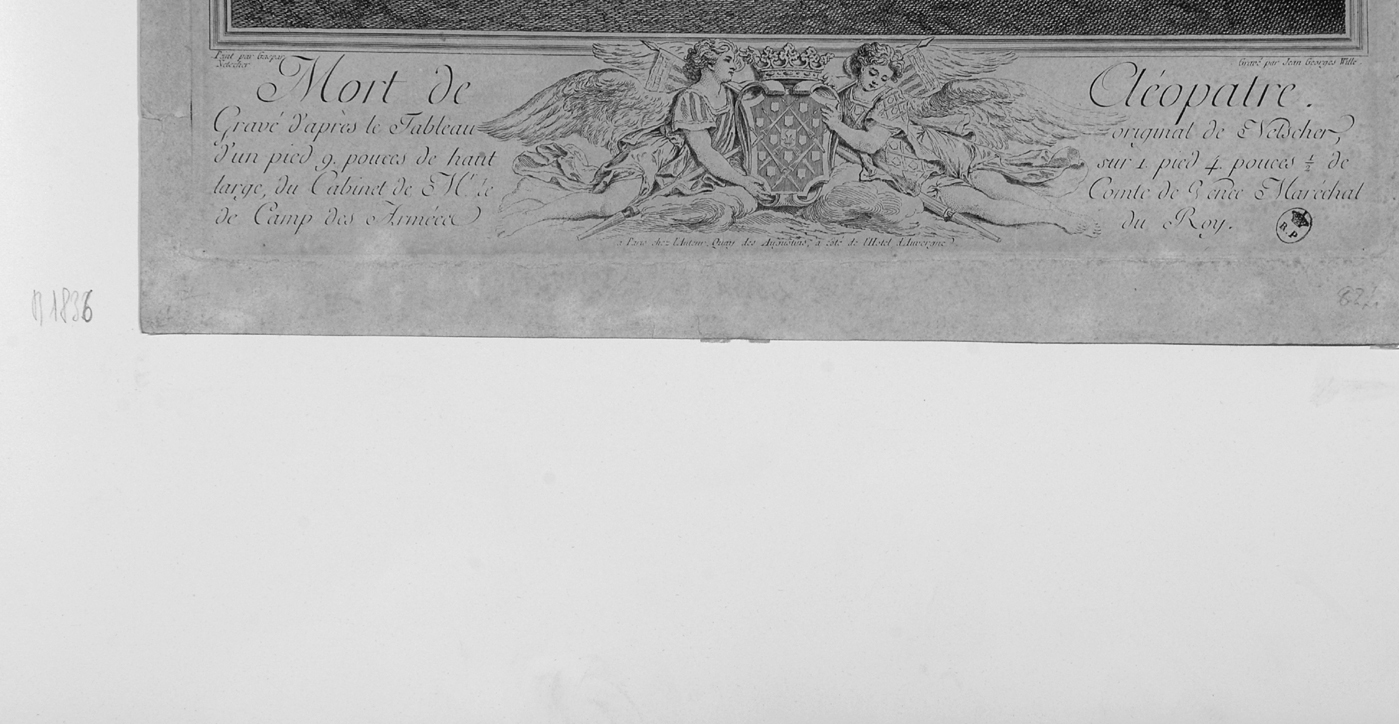 morte di Cleopatra (stampa) di Wille Johann Georg, Netscher Caspar (sec. XVIII)