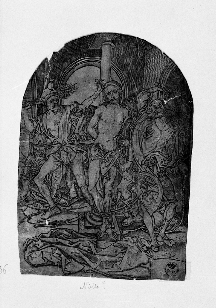 flagellazione di Cristo (stampa tagliata, serie) di Schongauer Martin - ambito tedesco (prima metà sec. XV)