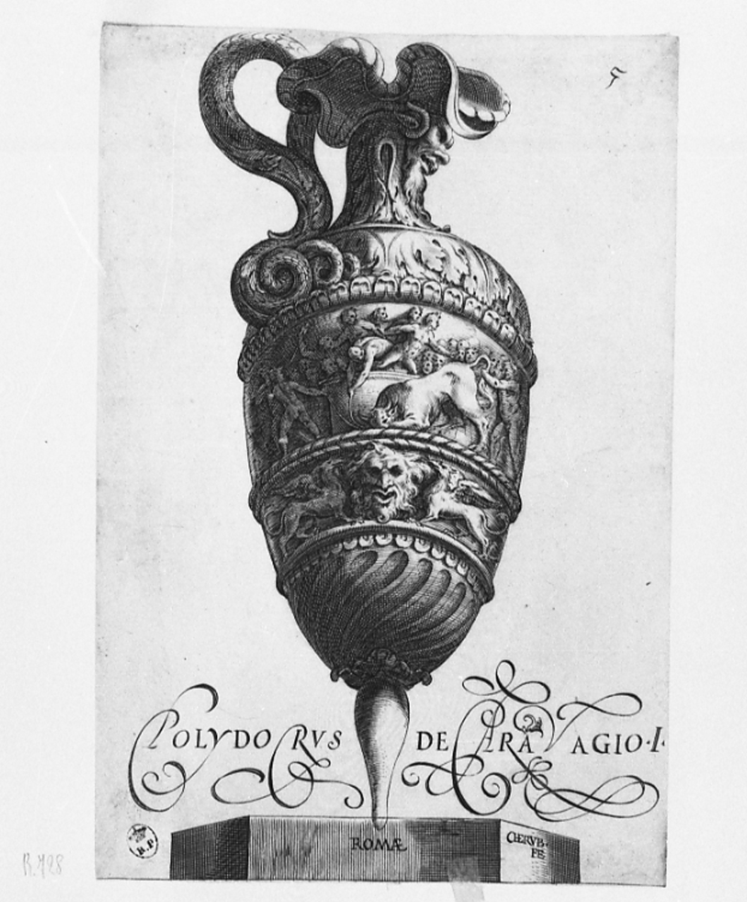 vasi all'antica (stampa smarginata, serie) di Caldara Polidoro detto da Caravaggio, Alberti Cherubino (terzo quarto sec. XVI)