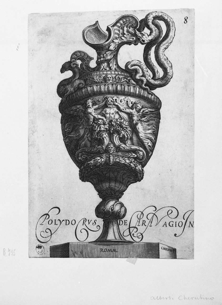 vaso (stampa smarginata, serie) di Caldara Polidoro detto da Caravaggio, Alberti Cherubino (terzo quarto sec. XVI)