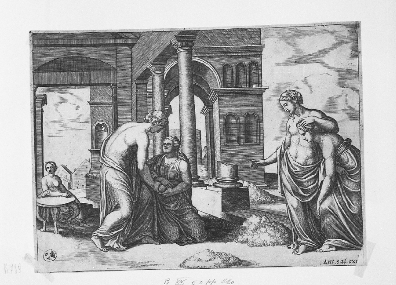 Venere e Psiche (stampa tagliata, serie) di Coxie Michele, Daddi Bernardo detto il Maestro del Dado (prima metà sec. XVI)