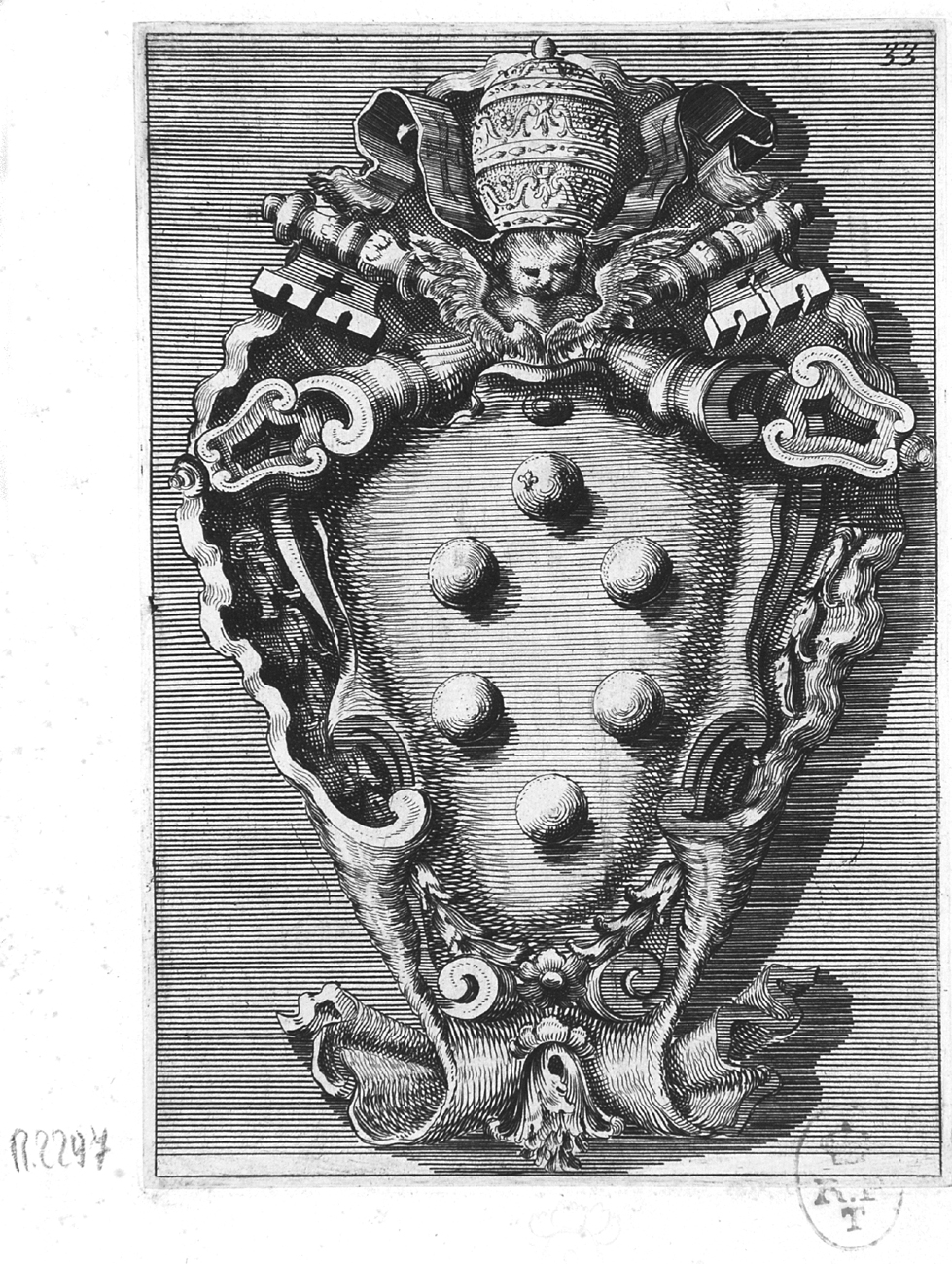 stemma papale di Leone XI (stampa, serie) di Juvarra Filippo, Algardi Alessandro (sec. XVIII)