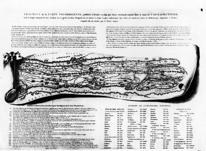 tavola peuntigeriana - regno di Napoli - cartografia (positivo) di Francesco "Cicciotto" Caso (seconda metà XX)