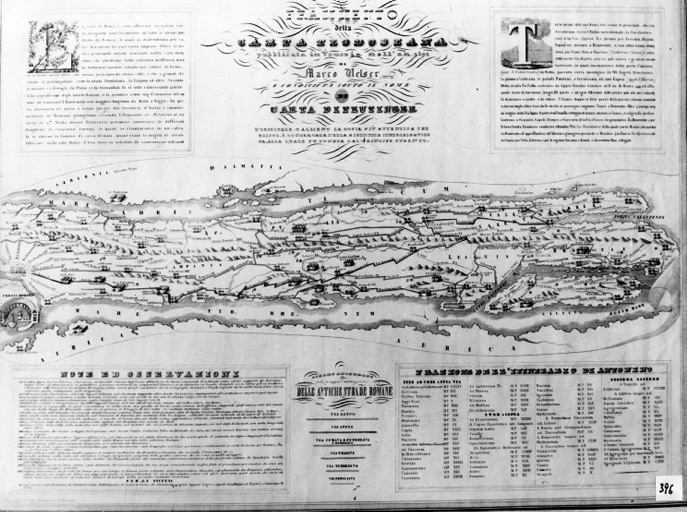 tavola peutingeriana - frammenti - cartografia (positivo) di Francesco "Cicciotto" Caso (seconda metà XX)