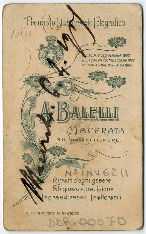 uomini - ritratti fotografici (positivo) di Atelier Balelli (fine/ inizio XIX/ XX)
