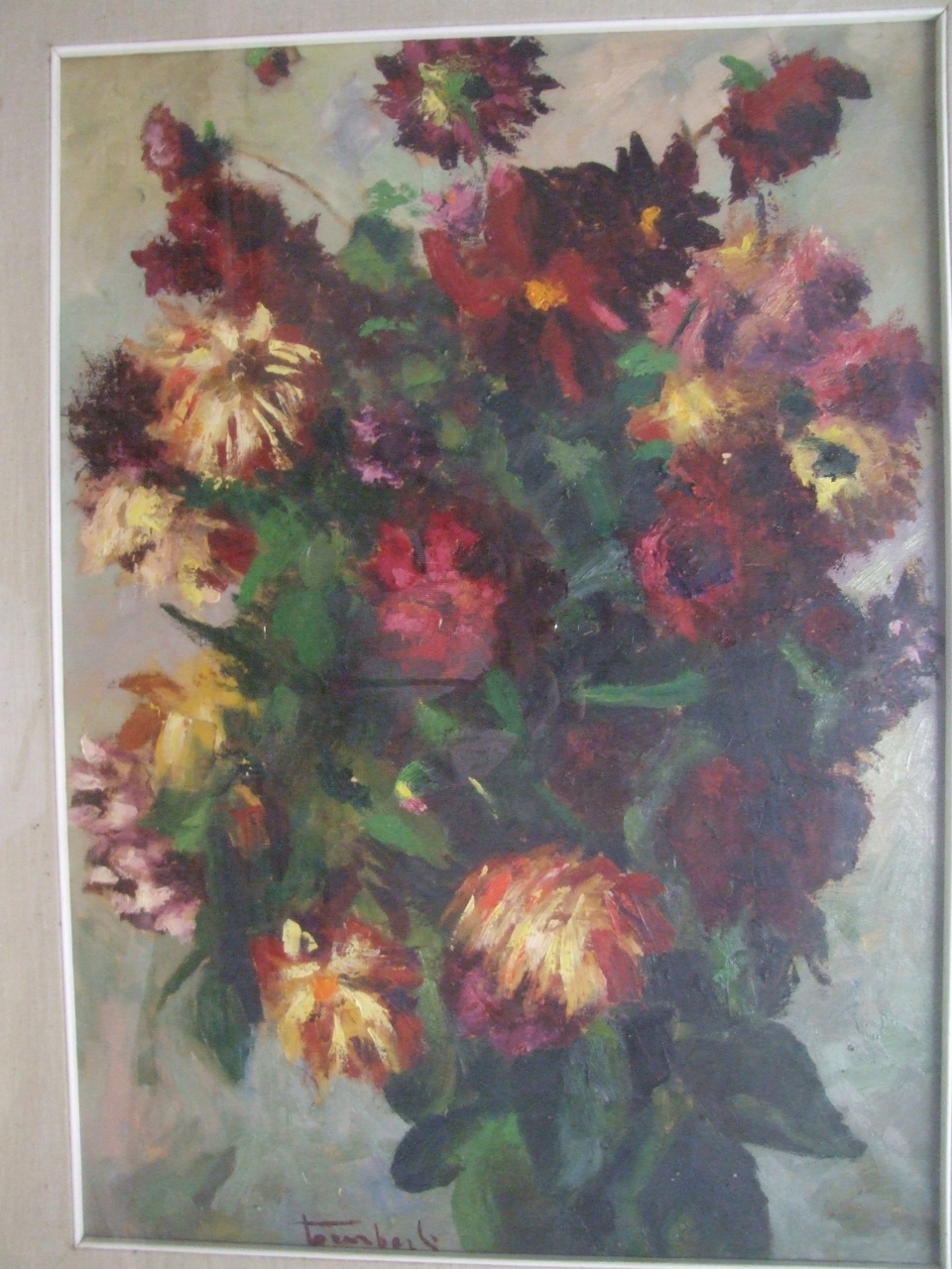 Fiori, vaso con fiori (dipinto) di Tomberli Sergio (sec. XX)