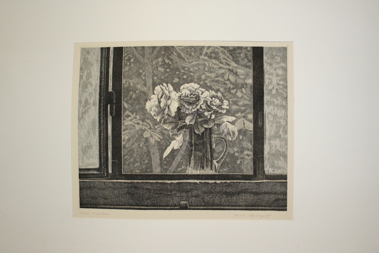 vaso con fiori (stampa) di Mongatti Vairo (sec. XX)