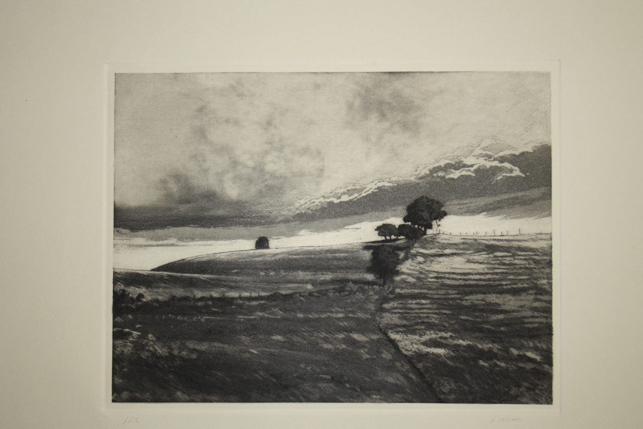 paesaggio con alberi (stampa) di Ceccotti Rodolfo (ultimo quarto sec. XX)