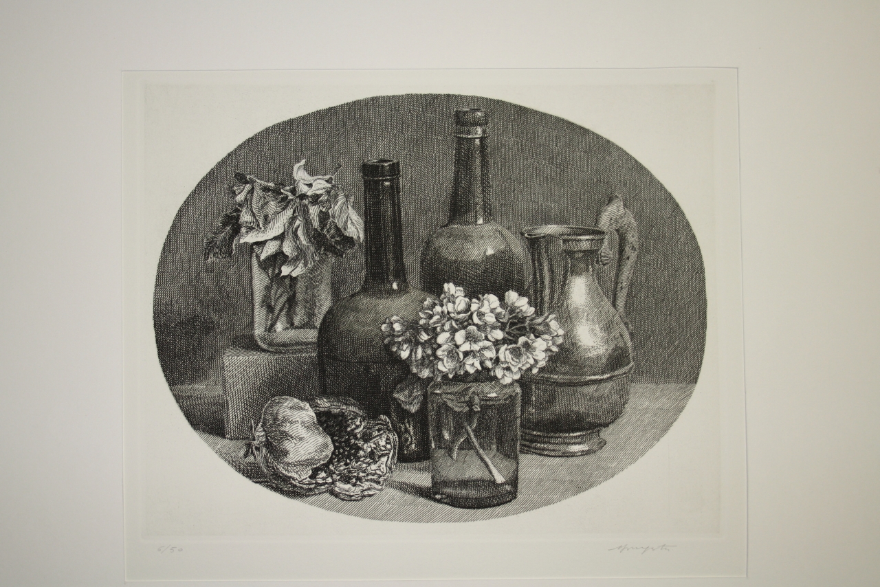 natura morta (stampa, serie) di Mongatti Vairo (seconda metà sec. XX)
