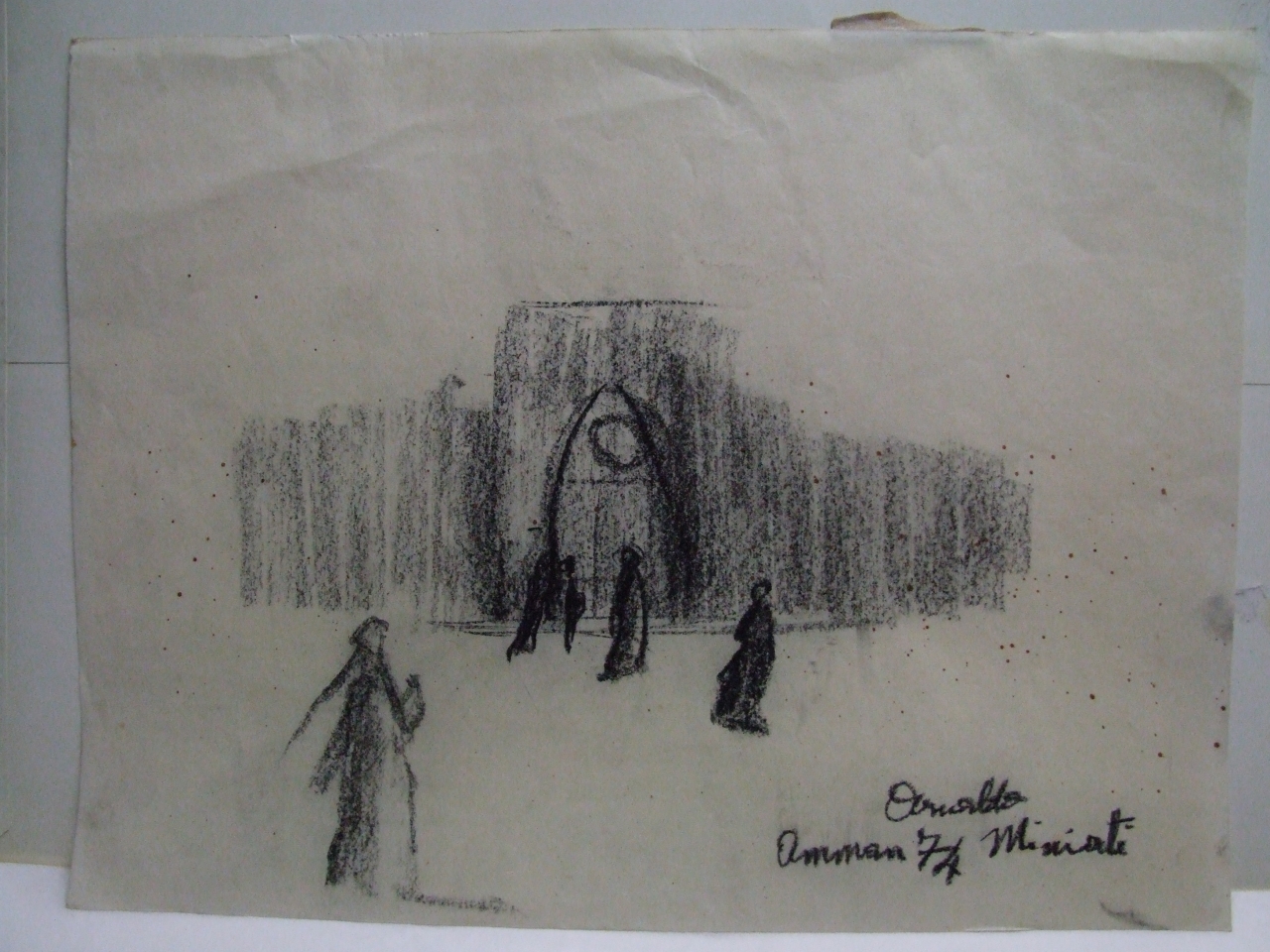 Amman, veduta di città (disegno) di Miniati Arnaldo (sec. XX)