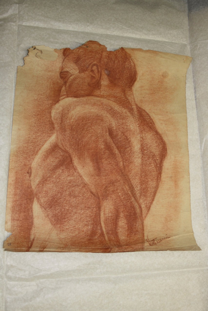 figura femminile nuda/ figura maschile nuda (disegno, ciclo) di Vatteroni Felice (sec. XX)