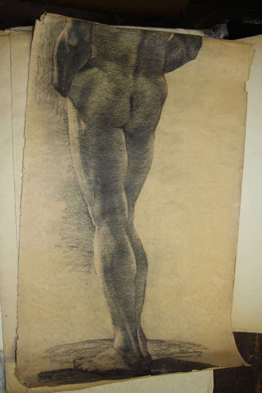 figura maschile nuda (disegno) di Vatteroni Felice (sec. XX)